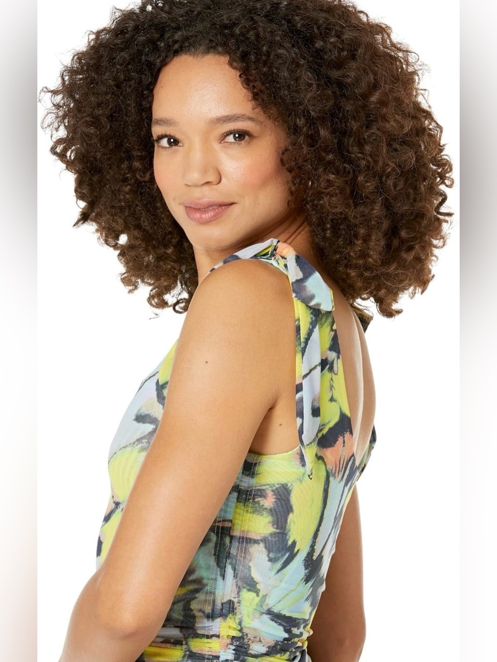 NWT Free People Avenue Print Tie-Shoulder Tank Top Mint Combo Size Large